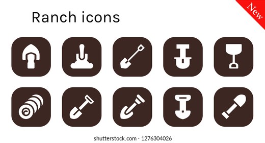  ranch icon set. 10 filled ranch icons. Simple modern icons about  - Shovel, Bale
