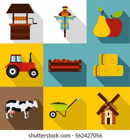 Ranch icons set. Flat illustration of 9 ranch vector icons for web