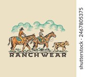 ranch illustration cowboy graphic horse design farm vintage western cow desert t shirt