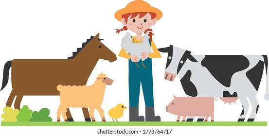 Ranch livestock dairy chicken poultry material illustration