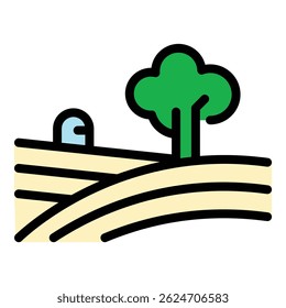 Ranch tree field icon. Outline Ranch tree field vector icon for web design isolated on white background color flat