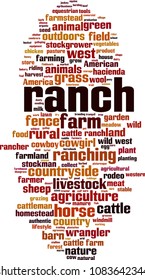Ranch word cloud concept. Vector illustration