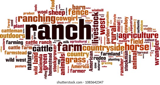Ranch word cloud concept. Vector illustration