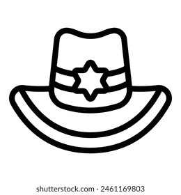 Rancher hat icon outline vector. Sheriff head accessory. American western straw headpiece