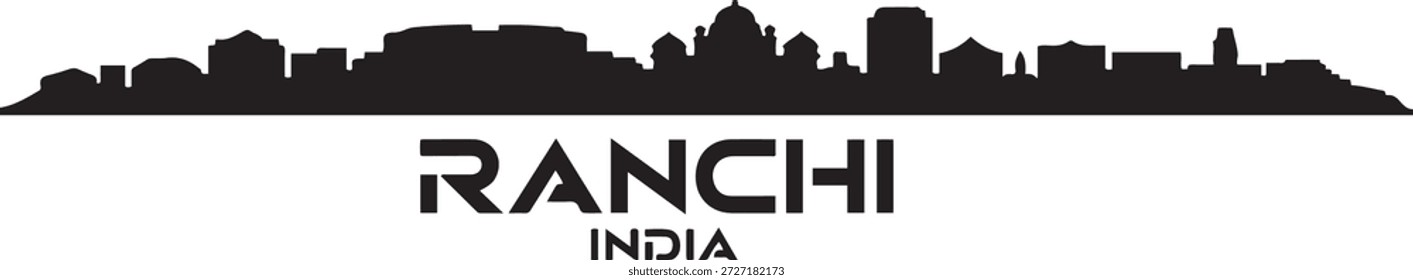 Ranchi Skyline Vetor com Índia. design Vetor silhueta preta
