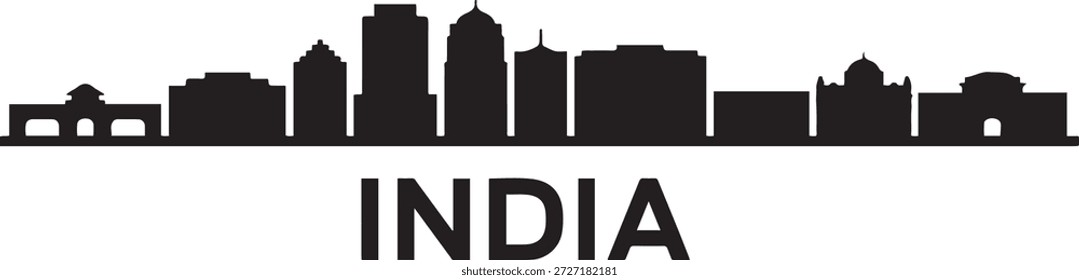 Ranchi Skyline Vector with India. design Vector black silhouette
