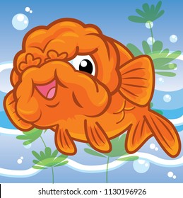 Ranchu Goldfish, Cute vector, Cute cartoon