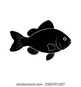 Ranchu Silhouette Vector Art and Black Ranchu Fish Design Illustration