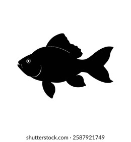 Ranchu Silhouette Vector Art and Black Ranchu Fish Design Illustration