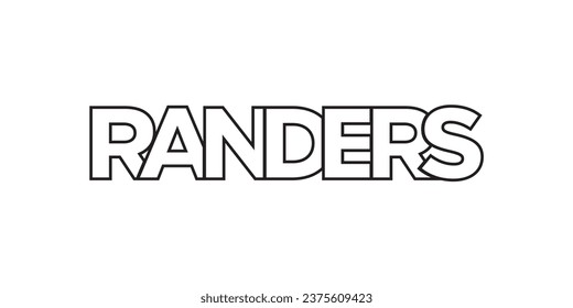 Randers in the Denmark emblem for print and web. Design features geometric style, vector illustration with bold typography in modern font. Graphic slogan lettering isolated on white background.