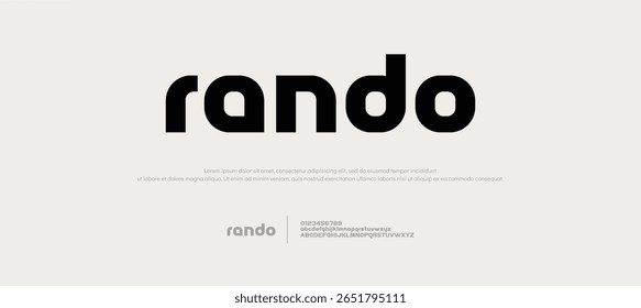 Rando Creative simple urban bold letters font logo classic minimal fashion designs. Typography modern sans fonts and number for logo brand. vector illustration