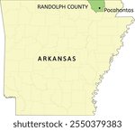 Randolph County and city of Pocahontas location on Arkansas state map