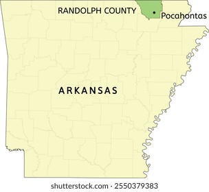 Randolph County and city of Pocahontas location on Arkansas state map