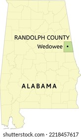 Randolph County and town of Wedowee location on Alabama state map