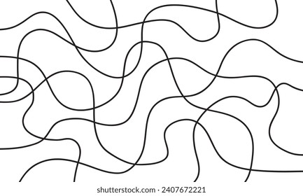 Random abstract black line on white background, pattern for fabric, tile, wallpaper. puzzle template.