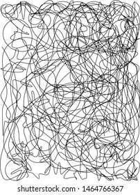 Random Abstract Chaotic Lines Pattern Vector Art Illustration