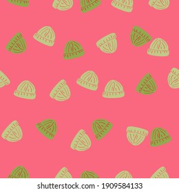 Patrón de impresión aleatorio abstracto de abeja verde sin fisuras. Fondo rosa brillante. Fondo de ropa. Ilustración bursátil. Diseño vectorial para textiles, tela, envoltura de regalo, papel tapiz.