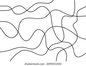 Arte de linha abstrata aleatória, linha preta artística simples, elementos de design de impressão de cartão de visita e tecido.