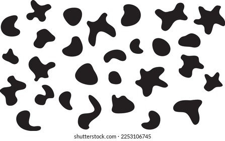 Random abstrakte flüssige organische schwarze unregelmäßige Blocken Formen flach Stil Design Flüssigkeit Vektorgrafik Set Banner einfache Form Vorlage für die Präsentation Design, einzeln auf transparentem Hintergrund.