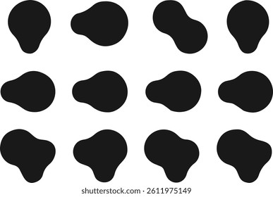 Random abstract liquid organic black irregular blotch shapes. Flat style design fluid vector illustration. Blob shape organic, vector illustration set