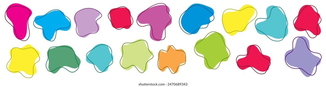 Random abstract liquid organic colorful irregular blotch shapes flat style colorful funky design shape template for presentation design, flyer