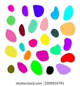 Zufällige abstrakte Flüssigkeit organisch bunte regelmäßige Flecken Formen flachen Stil Design Fluid Vektor