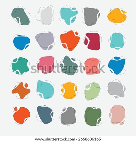 Random abstract liquid organic irregular blotch shapes flat style design fluid illustration set banner simple shape template for presentation design, flyer, isolated on white background