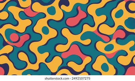 random Abstract organic shape seamless pattern. Flat cartoon background collection, simple random shapes wallpaper. Contemporary art style print texture.