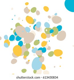 Random abstract Scatter Pattern with middle Ovals, colorful chaotic Confetti, white Background