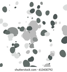 Random abstract Scatter Pattern with small Ovals, monochromatic chaotic Confetti, white Background 