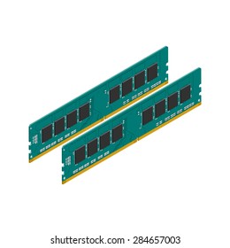 Random access memory detailed isometric icon vector graphic illustration