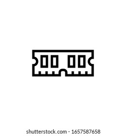 Random access memory icon in linear, outline icon isolated on white background