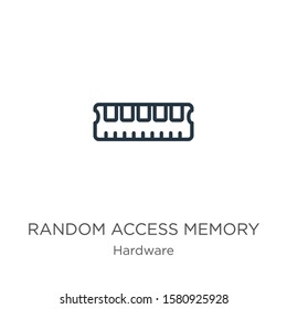 Random access memory icon. Thin linear random access memory outline icon isolated on white background from hardware collection. Line vector sign, symbol for web and mobile