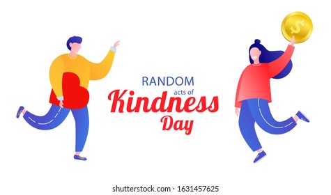 Random acts of kindness day emblem isolated vector illustration. World altruistic holiday event label.