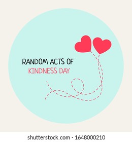 Random acts of kindness day emblem isolated vector illustration on background. world altruistic holiday event label, greeting card decoration graphic element