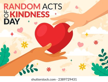 Random Acts of Kindness Vector Illustration on February 17th Various Small Actions to Give Happiness with Love in Flat Cartoon Background Design
