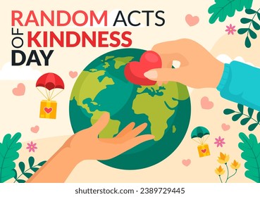 Random Acts of Kindness Vector Illustration on February 17th Various Small Actions to Give Happiness with Love in Flat Cartoon Background Design