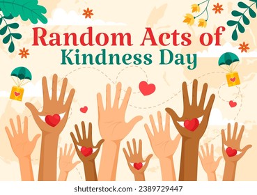 Random Acts of Kindness Vector Illustration on February 17th Various Small Actions to Give Happiness with Love in Flat Cartoon Background Design