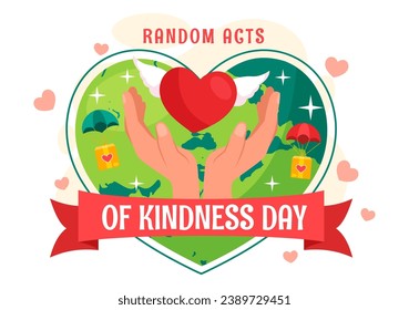 Random Acts of Kindness Vector Illustration on February 17th Various Small Actions to Give Happiness with Love in Flat Cartoon Background Design