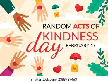 Random Acts of Kindness Vector Illustration on February 17th Various Small Actions to Give Happiness with Love in Flat Cartoon Background Design