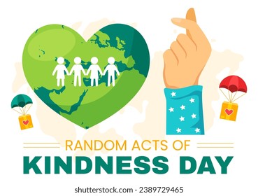 Random Acts of Kindness Vector Illustration on February 17th Various Small Actions to Give Happiness with Love in Flat Cartoon Background Design