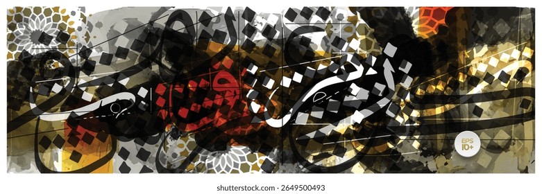 Random Arabic Calligraphy Watercolor Background Vector Design Without SPECIFIC MEANING IN ENGLISH