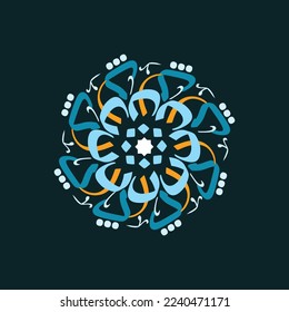 Random Arabic letters with Mandala Art style,Translation is conversion of some characters : "N, D, and A"