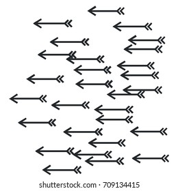 A random arrow. Black and white vector illustration. The element of design to create layouts, backgrounds, patterns