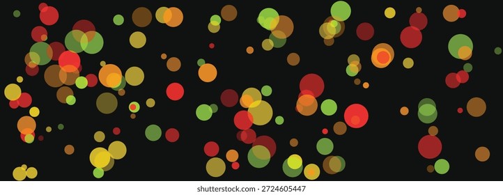 Surtido al azar de círculos translúcidos en colores de otoño en negro abstracto, otoño