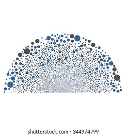 Random Ball Semisphere vector illustration. Style is cobalt and gray bicolor flat circles, white background.