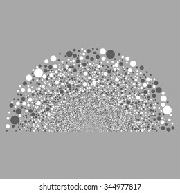 Random Ball Semisphere vector illustration. Style is dark gray and white bicolor flat circles, silver background.