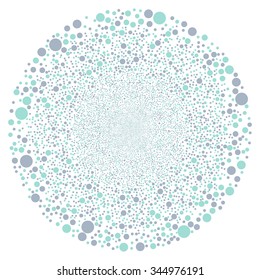 Random Ball Sphere vector illustration. Style is cobalt and cyan bicolor flat circles, white background.