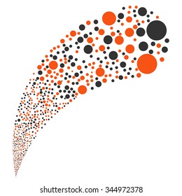 Random Ball Stream vector illustration. Style is orange and gray bicolor flat circles, white background.
