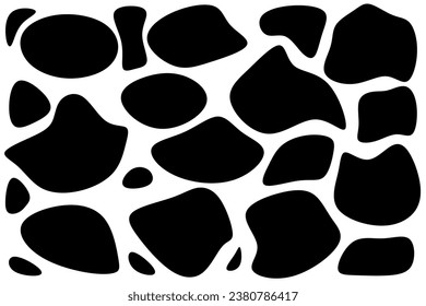Random black blob shape set. Collection of liquid black blotch shapes.